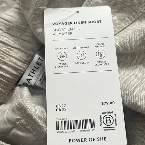NWT-Athleta Voyager Linen Short - Picture 4 of 4